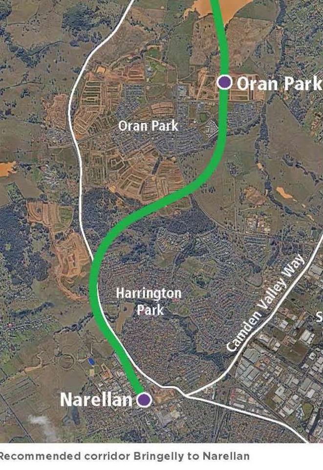 Proposed rail corridor and Harrington Grove